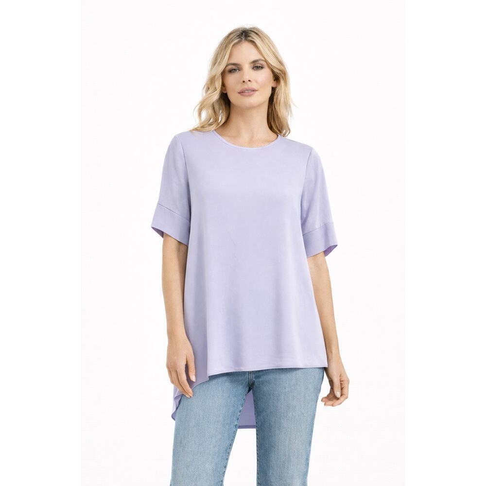 St. John Silk Asymmetrical Short Sleeve Blouse Size Small NWT $425